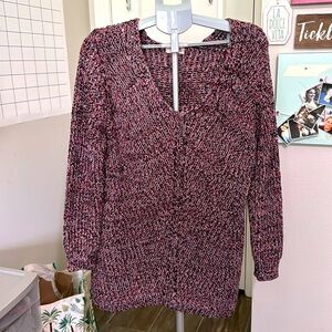 UMGEE OVERSIZED SWEATER LONG SLEEVE V NECK BLACK RED WHITE NWOT